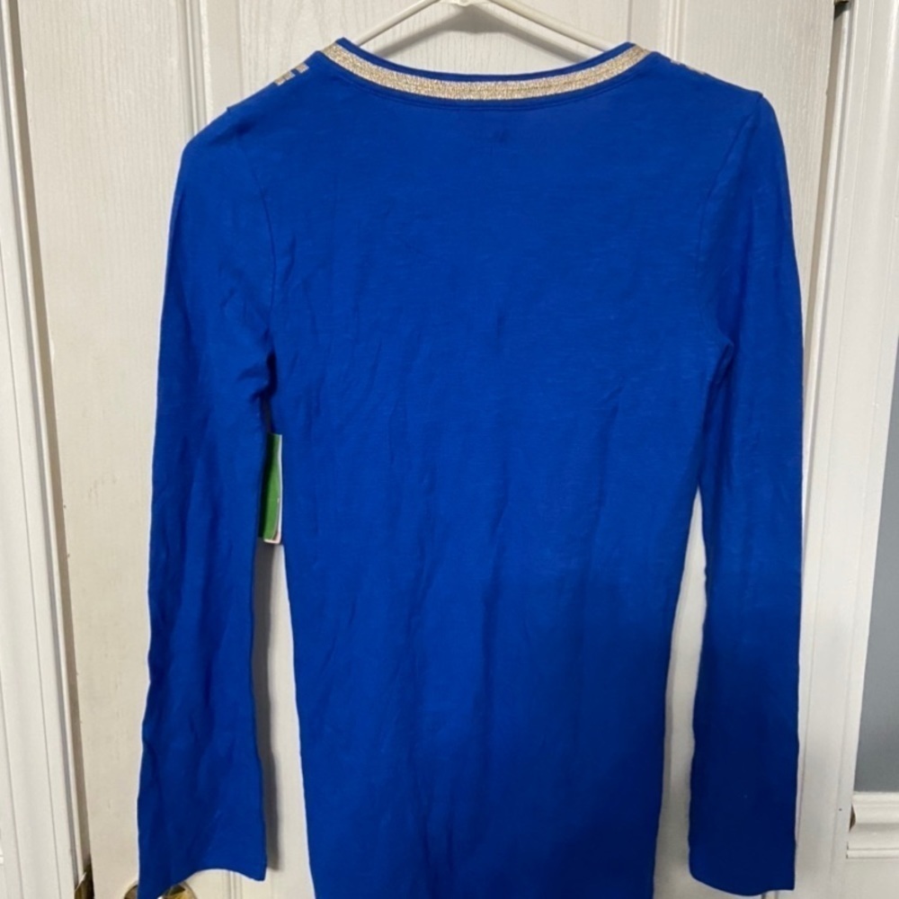 NEW Lilly Pulitzer Womens Long Sleeve Sapphire Blue Emerson Blouse Tunic Size XS - Picture 4 of 7